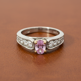 14K White Gold Pink Tourmaline and Diamond Ring 14849