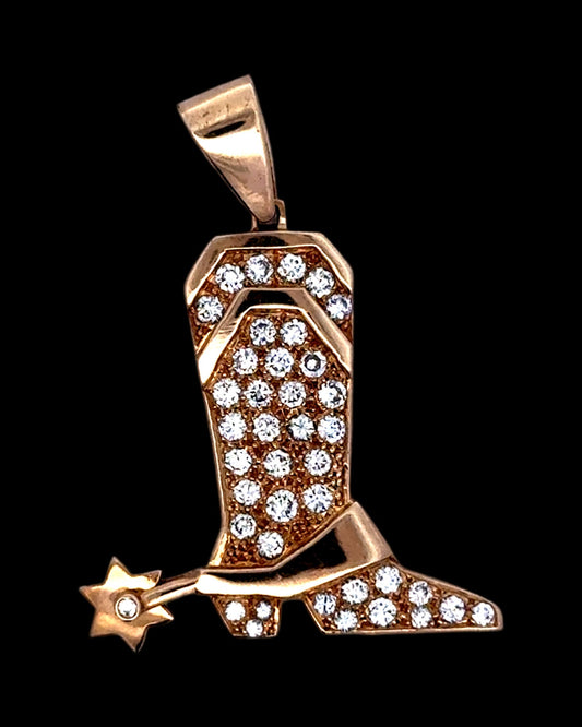 Estate Texas 1.35 cttw Diamond 14K Yellow Gold Boot Pendant 15465