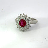 Estate 1.19 ct Fine Oval Ruby Diamond Platinum Ring 14808