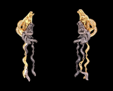 18K Yellow Gold and Black Rhodium .70 cttw Diamond Horse Earrings 07876