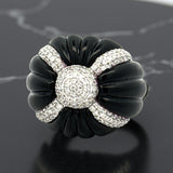 Effy Onyx & Diamond 14K White Gold Ring
