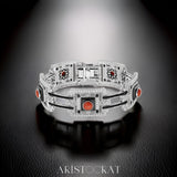 New Aristocrat Collection Art Deco Inspired By Cartier Charles Jacqueau Diamond Coral Onyx White Gold Bracelet 15089