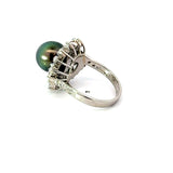 Estate 10.3 mm Tahitian Pearl Diamond Platinum Ring 14810