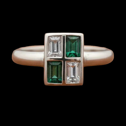 Estate Emerald and Diamond Ring 15273
