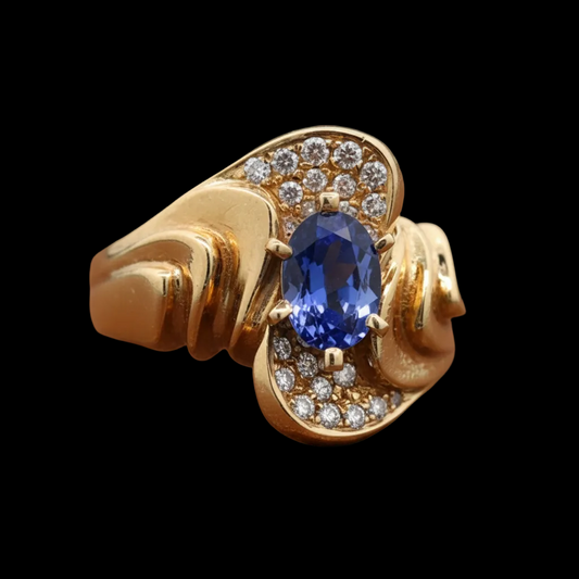 Estate Tanzanite Diamond 14K YG Ring 15497