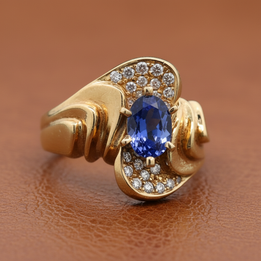 Estate Tanzanite Diamond 14K YG Ring 15497
