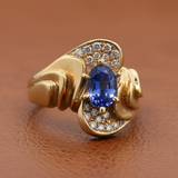 Estate Tanzanite Diamond 14K YG Ring 15497