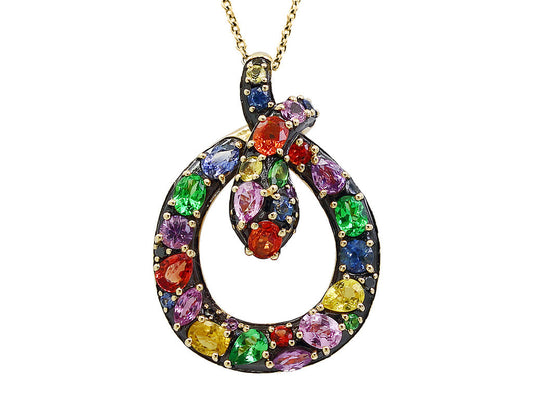 E.H. Collection 3.64 cttw Multicolor Sapphire and Tsavorite Snake Pendant With Chain 12905