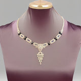 Classy Estate 12.00 ctw Diamond Onyx Platinum Necklace 14105