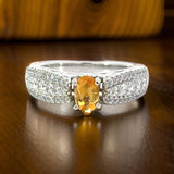 Citrine and Diamond 14K White Gold Ring 14853