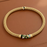 Asch Grossbardt Inlay Onyx, Mother of Pearl, Malachite 14k Yellow Gold Necklace