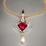 Estate Designer David Sacco Original  "The Art Of Being" Rubellite Natural Fancy Light Pink Diamond Necklace 14920