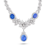 Estate 22.89 cttw No Heat Sapphire (GIA) 3.73 cttw Diamond Platinum Necklace 15034