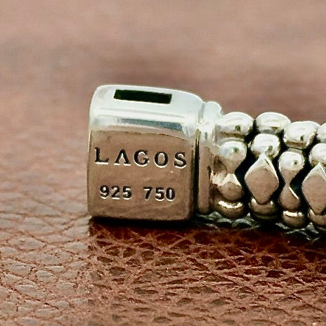Estate LAGO's Caviar Collection Citrine 18kt Yellow Gold and Silver Bangle