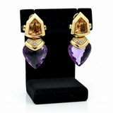Personal Estate Of Hollywood Actress Diane Ladd 40 cttw Amethsyt 20 cttw Citrine and Diamond 18K YG Earrings 15299