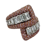 Estate Italian Designer Ambrosi 3.50 cttw Diamond & 1.50 cttw Natural Fancy Pink 18K Rose Gold Bypass Ring 15031