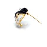 Clown Diamond, Onyx, Ruby 14K Yellow and White Gold Pendant Brooch