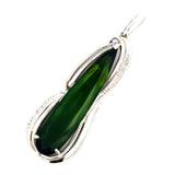 Estate Elongated 10.54 ct Pear Shape Green Tourmaline Diamond Platinum (2" Long) Pendant  15357