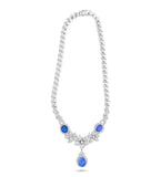 Estate 22.89 cttw No Heat Sapphire (GIA) 3.73 cttw Diamond Platinum Necklace 15034