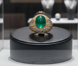 Certified 5.95ct Colombia Emerald and Diamond Yellow Gold Ring