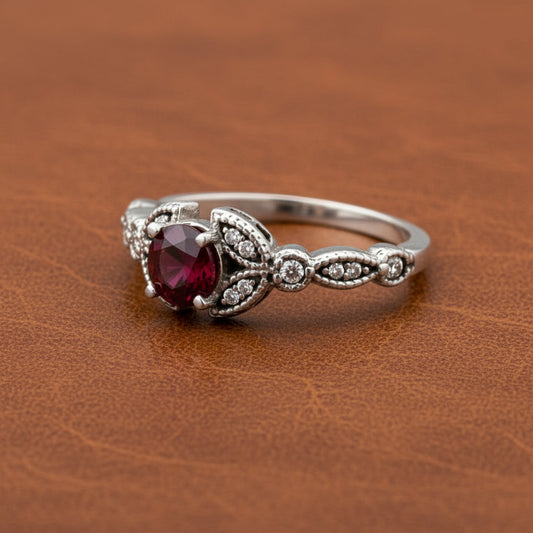 Ruby, Diamond and 14K White Gold Ring