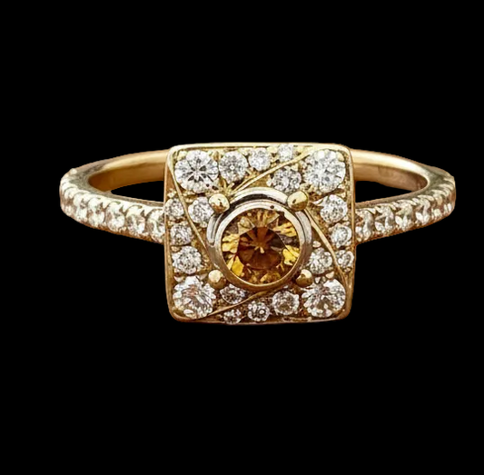 Leo Schachter Natural Fancy Orange Diamond Ring 14892