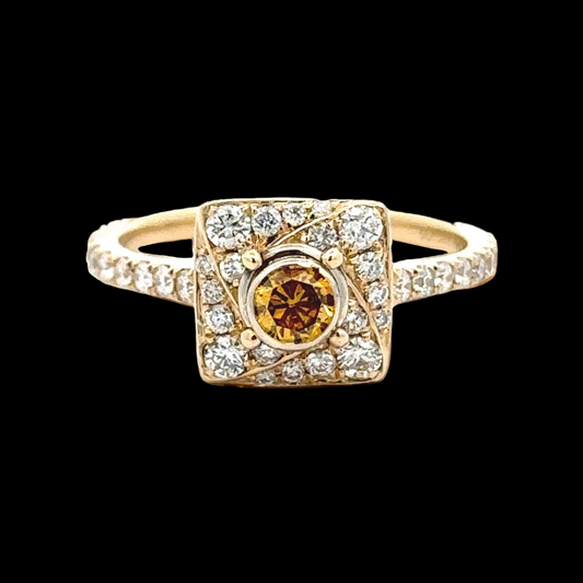 Leo Schachter Natural Fancy Orange Diamond Ring 14892