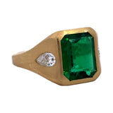 Estate Emerald Cut Emerald 2.91 ct and Diamond 0.54 cttw 18K Yellow Gold Ring 15285