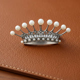 Designer Mikimoto Cultured Pearl and Platinum Crown Brooch