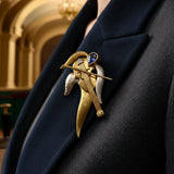 Designer Kazuo Ogana Diamond and Tanzanite Platinum and 18kt Yellow Gold Violin Pendant/Brooch
