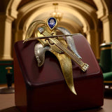 Designer Kazuo Ogana Diamond and Tanzanite Platinum and 18kt Yellow Gold Violin Pendant/Brooch