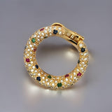 Estate In "The Style Of Cartier" Diamond Emerald Sapphire Ruby 18K Yellow Gold Earrings 15009