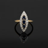 Vintage Sapphire & Diamond 14K Yellow & White Gold Ring