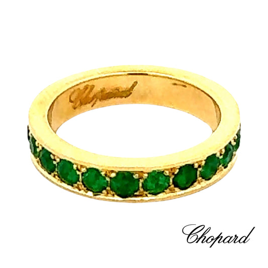 New Chopard Fine Emerald 18K Yellow Gold Eternity Ring MSRP $16040 14484