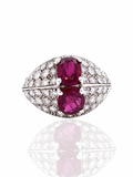 Estate 3.00 ct Ruby and Diamond 18K White Gold Ring 12273