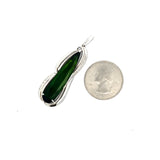 Estate Elongated 10.54 ct Pear Shape Green Tourmaline Diamond Platinum (2" Long) Pendant  15357