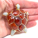 Estate Designer Kararis Diamond Tourmaline Turtle Pendant/Brooch 13396