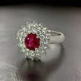 Estate 1.19 ct Fine Oval Ruby Diamond Platinum Ring 14808