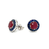 Art Deco Reproduction Aristocrat 1.79 cttw Ruby and 1.42 cttw Sapphire Earrings 13545