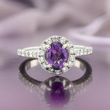 Maya Lianna Amethyst and Diamond Halo Ring 14867