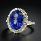 Oval Tanzanite, Diamond and 18K White Gold Ring