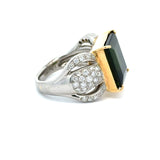 Estate 8.73 ct Green Tourmaline Diamond Platinum/18K Yellow Gold Ring 15360