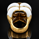 Estate David Webb White Enamel 18K Yellow Gold Bold Ring