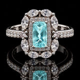 Designer M.C. Marchisio Paraiba & Diamond 18KT White Gold Ring
