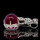 Estate Panthere 130.75ct. Rubellite, Diamond & Ruby Platinum Pendant/Brooch