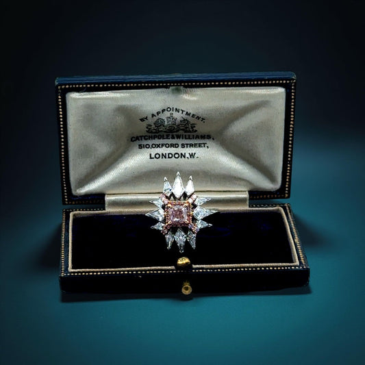J.E. Caldwell Natural Fancy Pink Diamond and White Diamond Platinum Ring