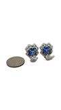 Estate Sapphire No Heat Madagascar (AGL) and Diamond Halo Earrings 15247