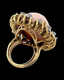 Estate Bold Angel Skin Coral Diamond 18K Yellow Gold Ring 15476