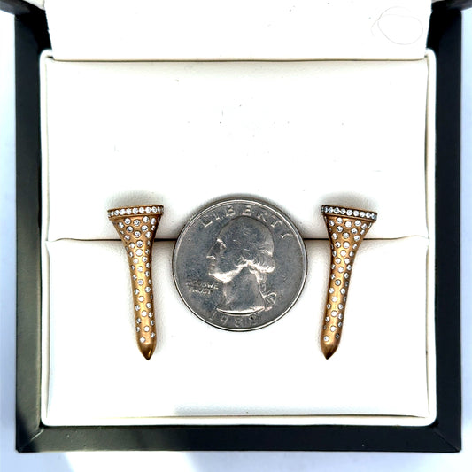 The Champion .58 cttw Diamond Yellow Gold Golf Tee Earrings 15446