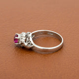 Mid Century Modern Ruby and Diamond Platinum Ring